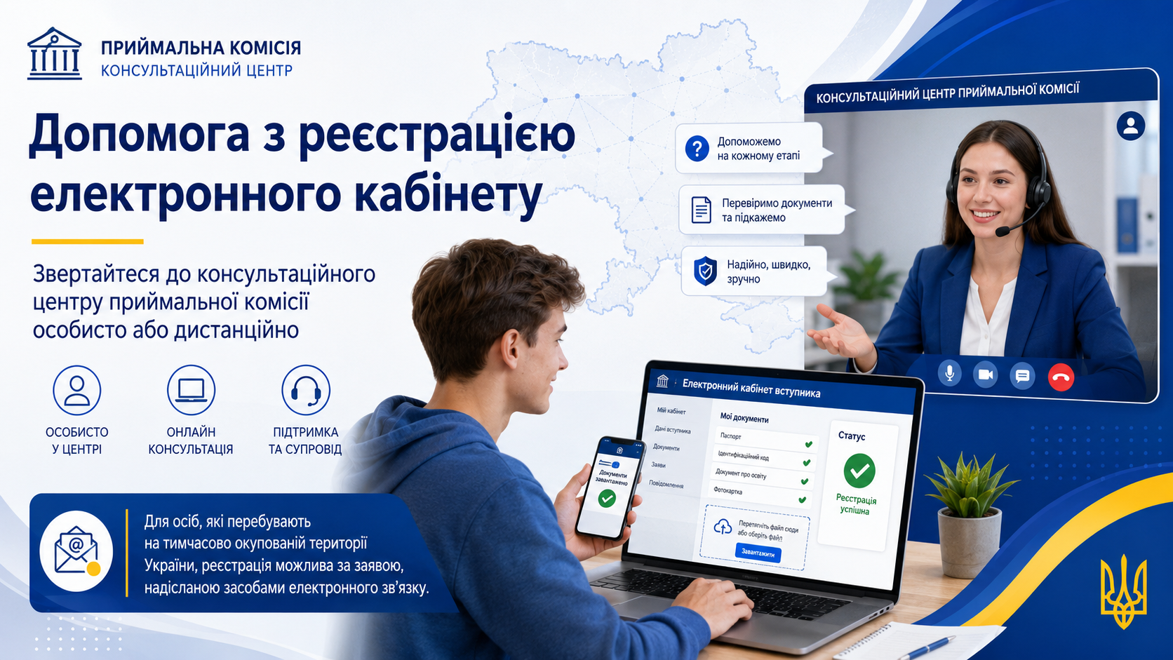 В допомогу вступникам, які реєструють електронні кабінети